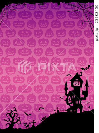 ハロウィン 城のそびえる背景 紫 縦 2のイラスト素材
