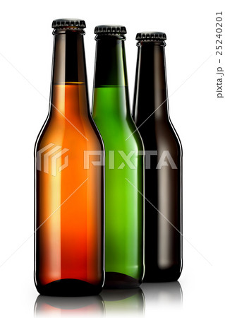 Set of beer bottles isolated on white background 25240201