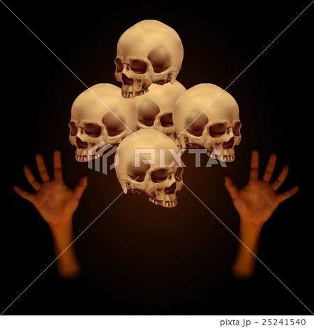 Stack of human skull with human hand Stack of human skull with human hand 25241540