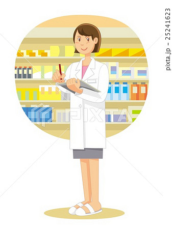 チェックをする薬剤師のイラスト素材