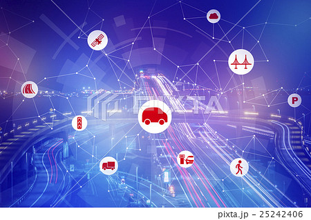 道路とモノのインターネット（IoT,Internet of things）アブストラクトイメージ 25242406