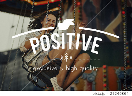 Woman Carnival Ride Riding Happiness Fun Concept Woman Carnival Ride Riding Happiness Fun Concept 25246364