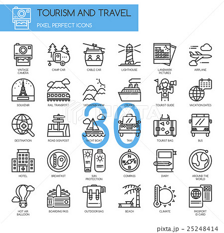 TOURISM AND TRAVEL , thin line icons set 25248414