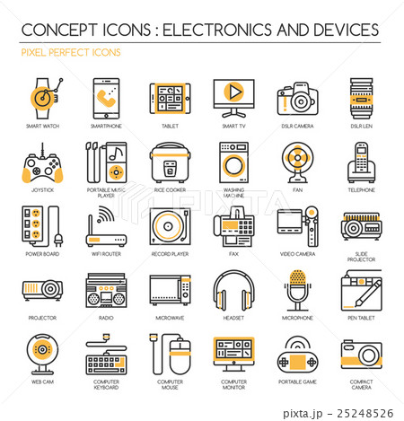Electronic and Devices , thin line icons set 25248526
