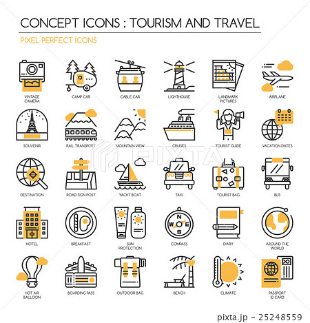 TOURISM AND TRAVEL , thin line icons set TOURISM AND TRAVEL , thin line icons set 25248559