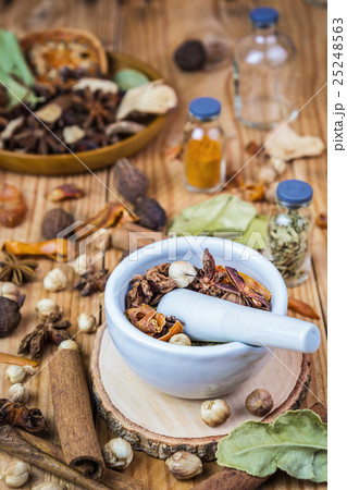 Mortar grinder and herb medicine 25248563