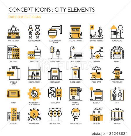 City Elements , thin line icons set  City Elements , thin line icons set  25248824