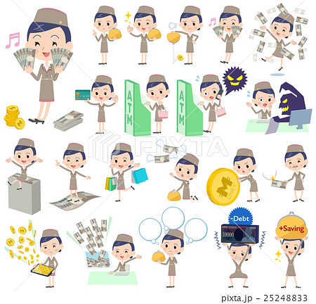 Cabin attendant blue woman money Cabin attendant blue woman money 25248833