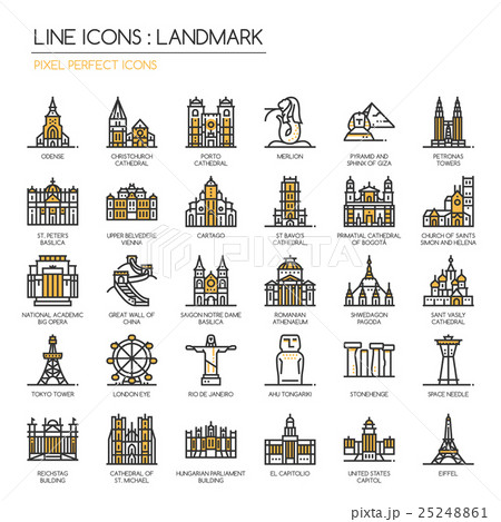 Landmark , thin line icons set ,pixel perfect icon 25248861