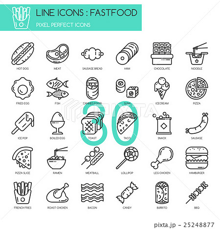 Fastfood, thin line icons set ,pixel perfect icon 25248877