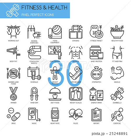 Fitness & Health , thin line icons set Fitness & Health , thin line icons set 25248891
