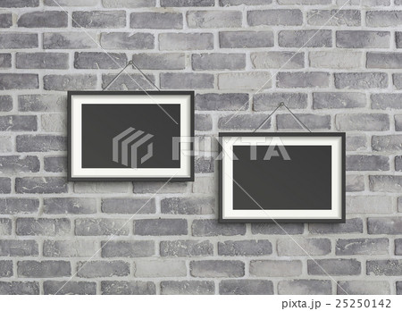 blank frames on grey birck wall 25250142