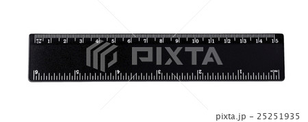 Black ruler isolated, inches, centimeters 25251935