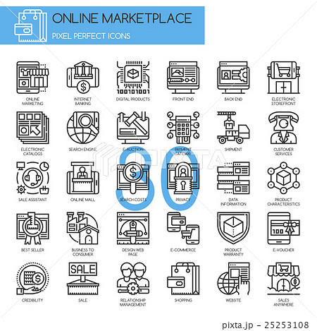 Online Marketplace ,Pixel Perfect Icons 25253108