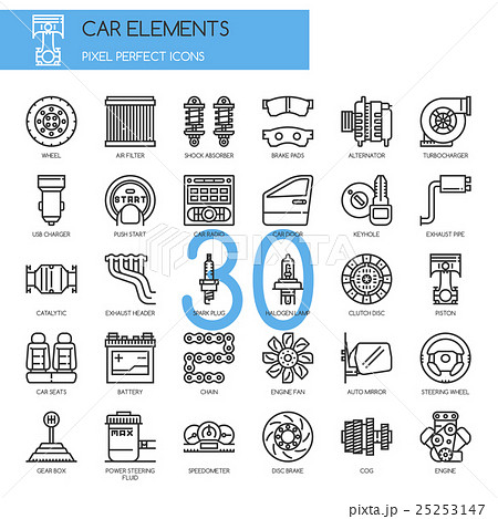 Car Elements , Thin Line and Pixel Perfect Icons Car Elements , Thin Line and Pixel Perfect Icons 25253147