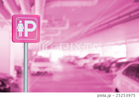 Lady Parking sign with car park in office building Lady Parking sign with car park in office building 25253975