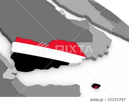 Yemen on globe with flag 25255787