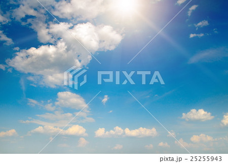 sun on blue sky with white clouds sun on blue sky with white clouds 25255943