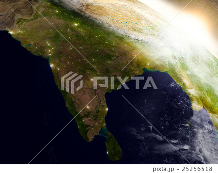 India from space during sunrise India from space during sunrise 25256518