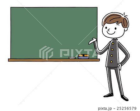 男子学生と黒板 25256579