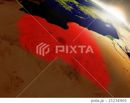 Libya from space highlighted in red Libya from space highlighted in red 25256905