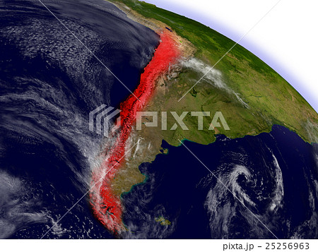 Chile from space highlighted in red 25256963
