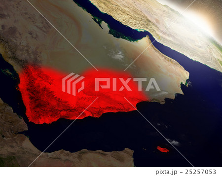 Yemen from space highlighted in red 25257053