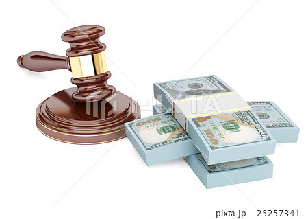gavel and dollars, law and money concept 25257341