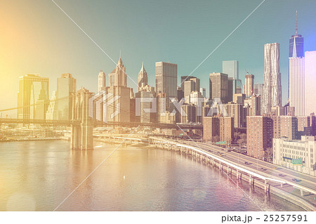 Skyline of downtown New York, Manhattan - vintage Skyline of downtown New York, Manhattan - vintage 25257591