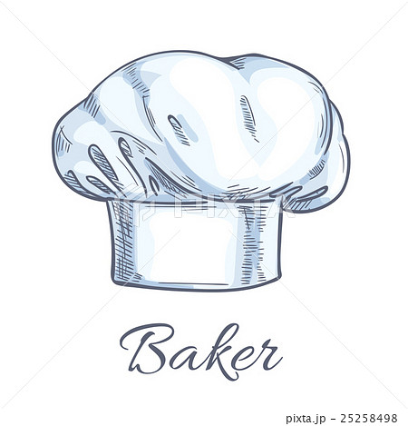 White baker toque or chef hat sketch 25258498