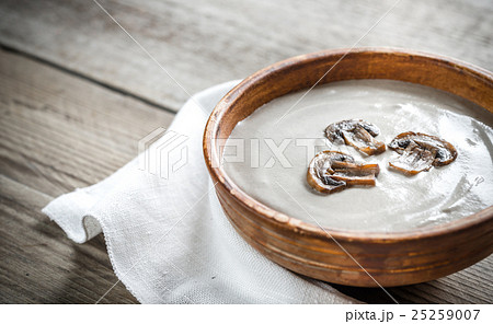 Bowl of creamy mushroom soup Bowl of creamy mushroom soup 25259007