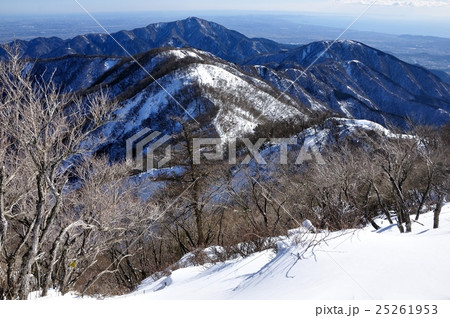 雪の大山と表尾根の山並み 25261953