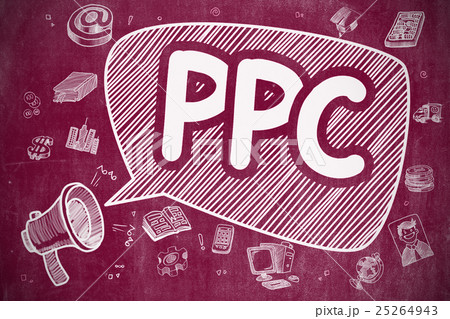 PPC - Cartoon Illustration on Red Chalkboard. PPC - Cartoon Illustration on Red Chalkboard. 25264943