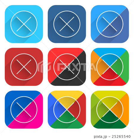 Flat popular social network web square icon delete 25265540