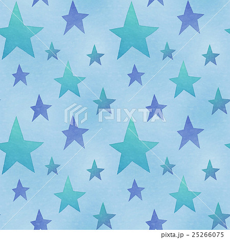アナログ水彩風 おしゃれでかわいい風合いのある星柄 繰り返しシームレスパターン 背景素材 ブルー系のイラスト素材 25266075 Pixta