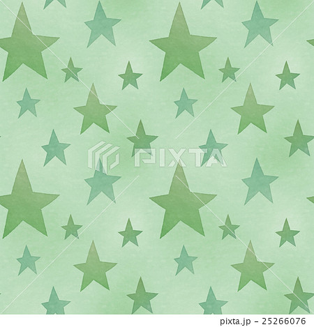 アナログ水彩風 おしゃれでかわいい風合いのある星柄 繰り返しシームレスパターン 背景素材 緑系のイラスト素材