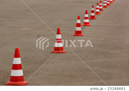 orange cones set up to direct traffic 25266661