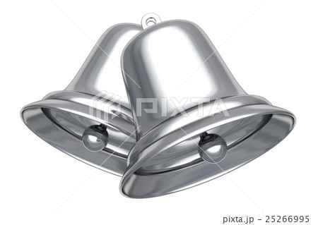 Silver Christmas bells isolated on white 3D render Silver Christmas bells isolated on white 3D render 25266995