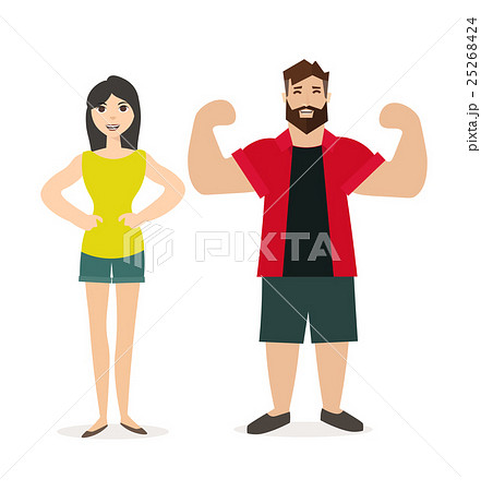 Sport Man and Woman Fitness People. Vector 25268424