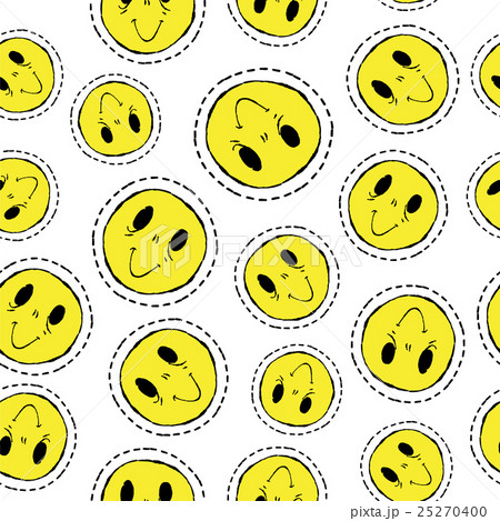 Smiley face retro patch icon seamless pattern Smiley face retro patch icon seamless pattern 25270400