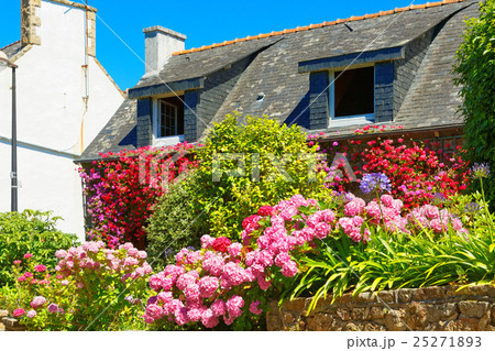 ブレア島の石造りの民家とカラフルな花壇 25271893
