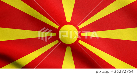 Flag of Macedonia waving with fabric texture Flag of Macedonia waving with fabric texture 25272754