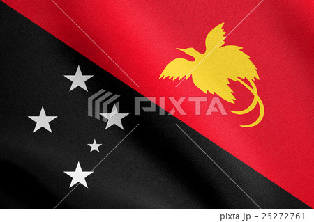 Flag of Papua New Guinea waving, fabric texture 25272761