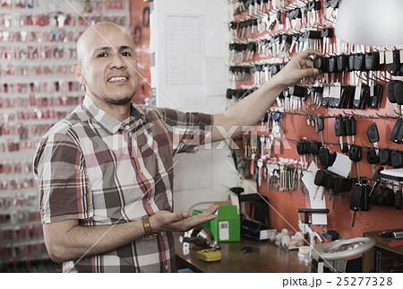 Worker with car keys in locksmith. 25277328