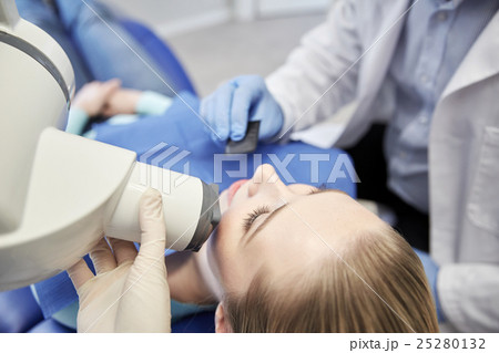 dentist and patient with dental x-ray machine 25280132