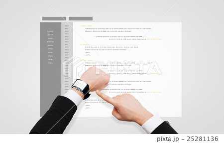 businessman hands with coding on smart watch 25281136