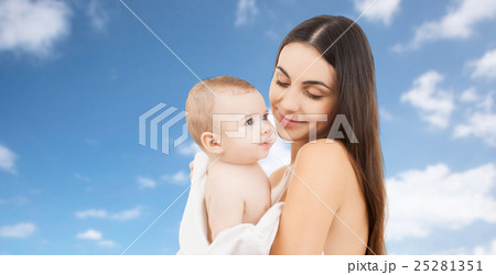 happy mother holding adorable baby happy mother holding adorable baby 25281351