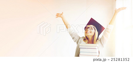 happy student in graduation cap happy student in graduation cap 25281352