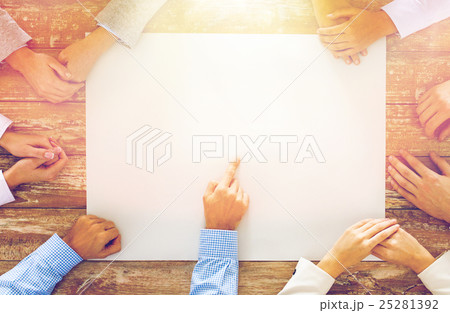 close up of business team with paper at table close up of business team with paper at table 25281392