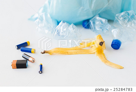 close up of rubbish bag with trash 25284783